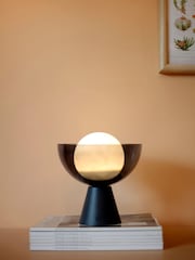 Houseof. Grey Glass Bowl Rechargeable Table Lamp - Image 1 of 4
