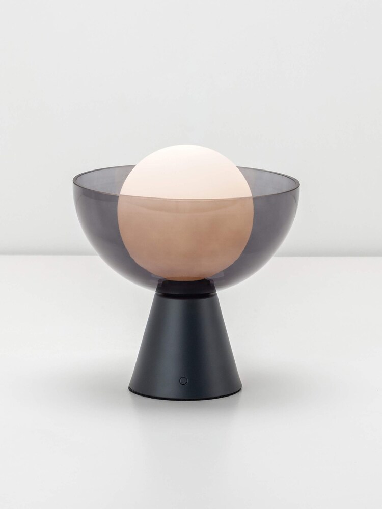 Houseof. Grey Glass Bowl Rechargeable Table Lamp - Image 4 of 4
