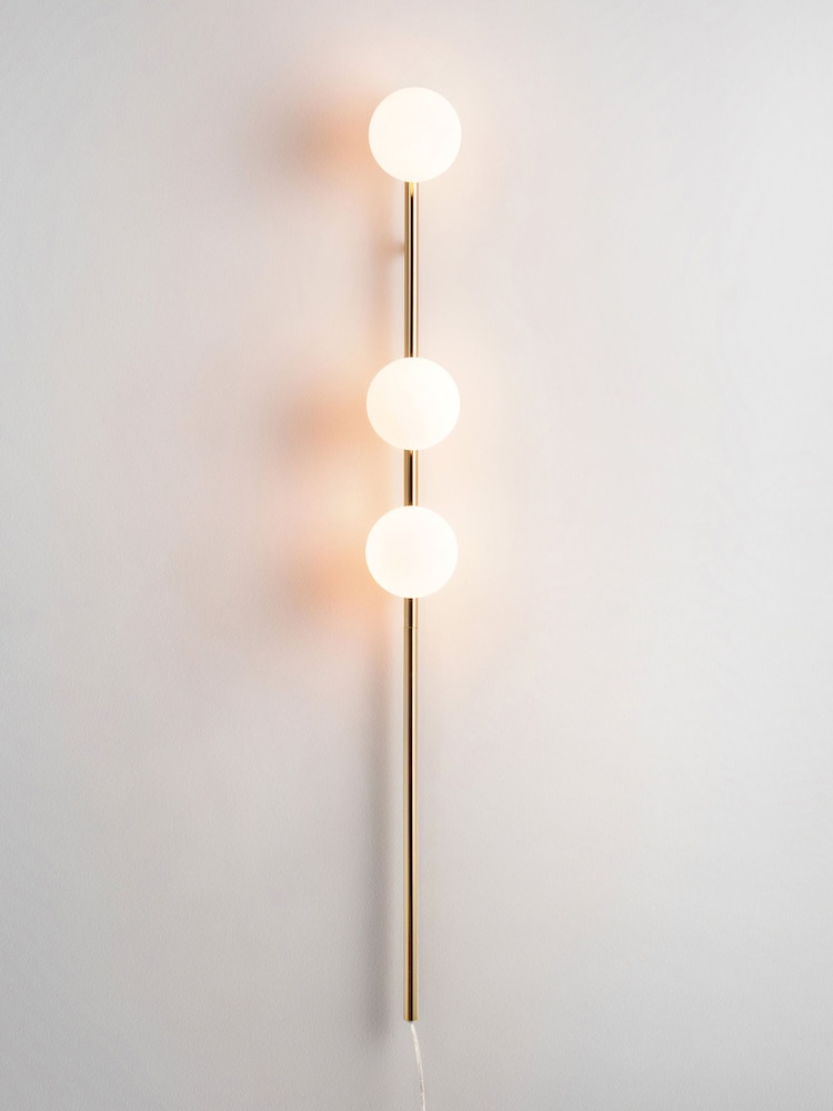 Houseof. Brass Bar Opal Ball Frosted Glass Shade Wall Light - Image 2 of 4
