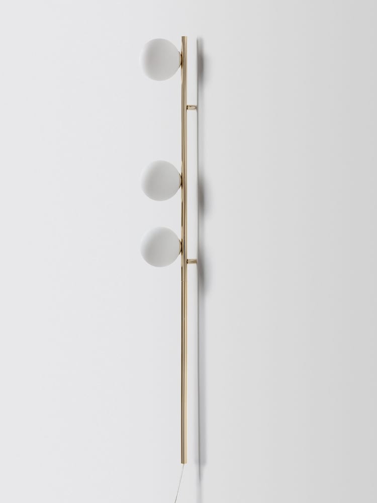 Houseof. Brass Bar Opal Ball Frosted Glass Shade Wall Light - Image 4 of 4