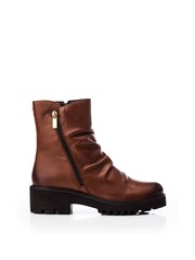 Moda in Pelle Calandra Rouched Front Outside Zip Ankle  Boots - Image 1 of 4