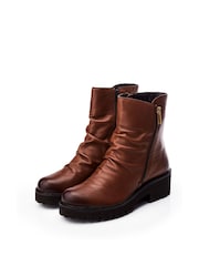 Moda in Pelle Calandra Rouched Front Outside Zip Ankle  Boots - Image 2 of 4