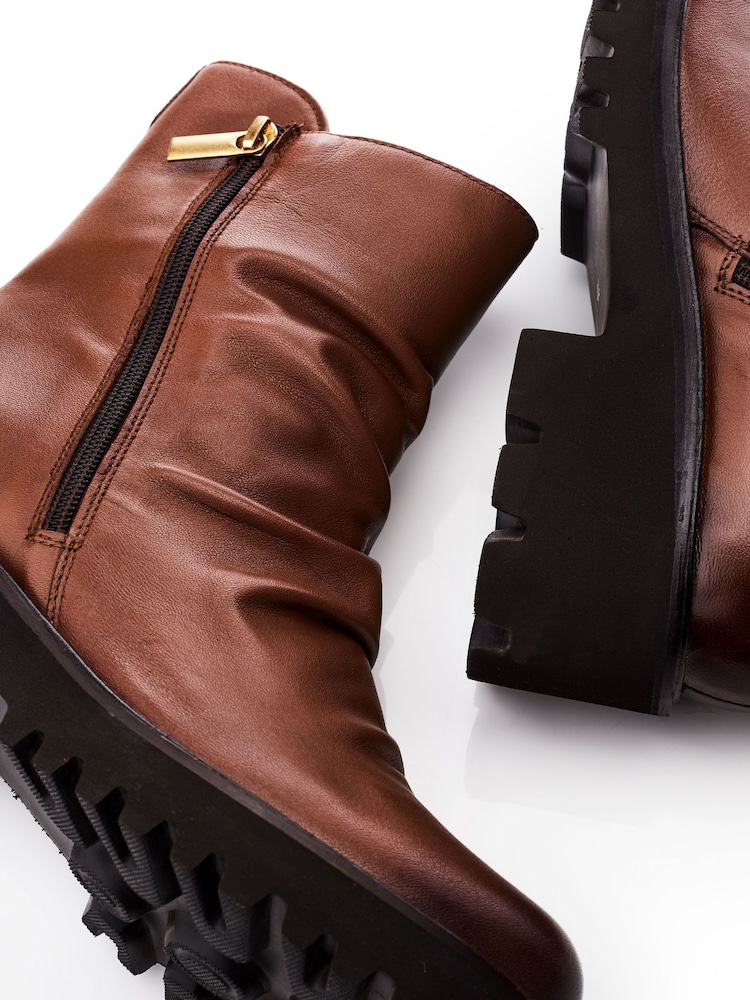 Moda in Pelle Calandra Rouched Front Outside Zip Ankle  Boots - Image 4 of 4
