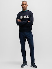 Blau - BOSS Sweatshirt aus Baumwollmischung mit HD-Logo-Print - Bild 3 von 5