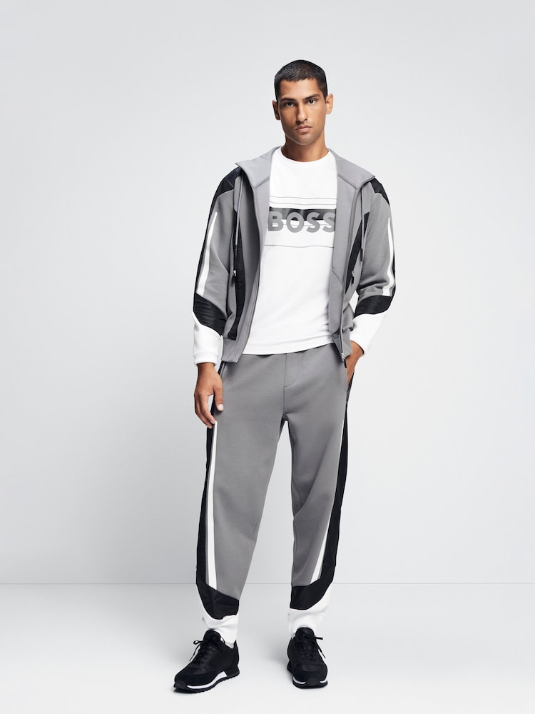 BOSS Grey Contrast Logo Zip Up Hoodie - Image 1 of 7 BOSS Grey Contrast Logo Zip Up Hoodie - Image 1 of 7