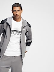 BOSS Grey Contrast Logo Zip Up Hoodie - Image 2 of 7