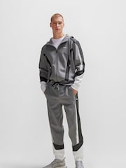 BOSS Grey Contrast Logo Zip Up Hoodie - Image 6 of 7