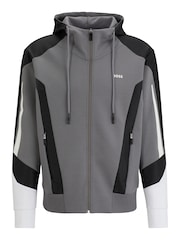 BOSS Grey Contrast Logo Zip Up Hoodie - Image 7 of 7