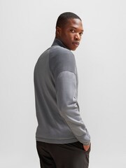 BOSS Grey Zip Neck Jumper - Image 2 of 5