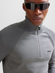 BOSS Grey Zip Neck Jumper - Image 4 of 5
