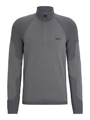 BOSS Grey Zip Neck Jumper - Image 5 of 5