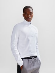 BOSS White Zip Neck Jumper - Image 1 of 5