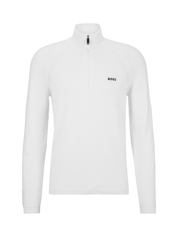 BOSS White Zip Neck Jumper - Image 5 of 5