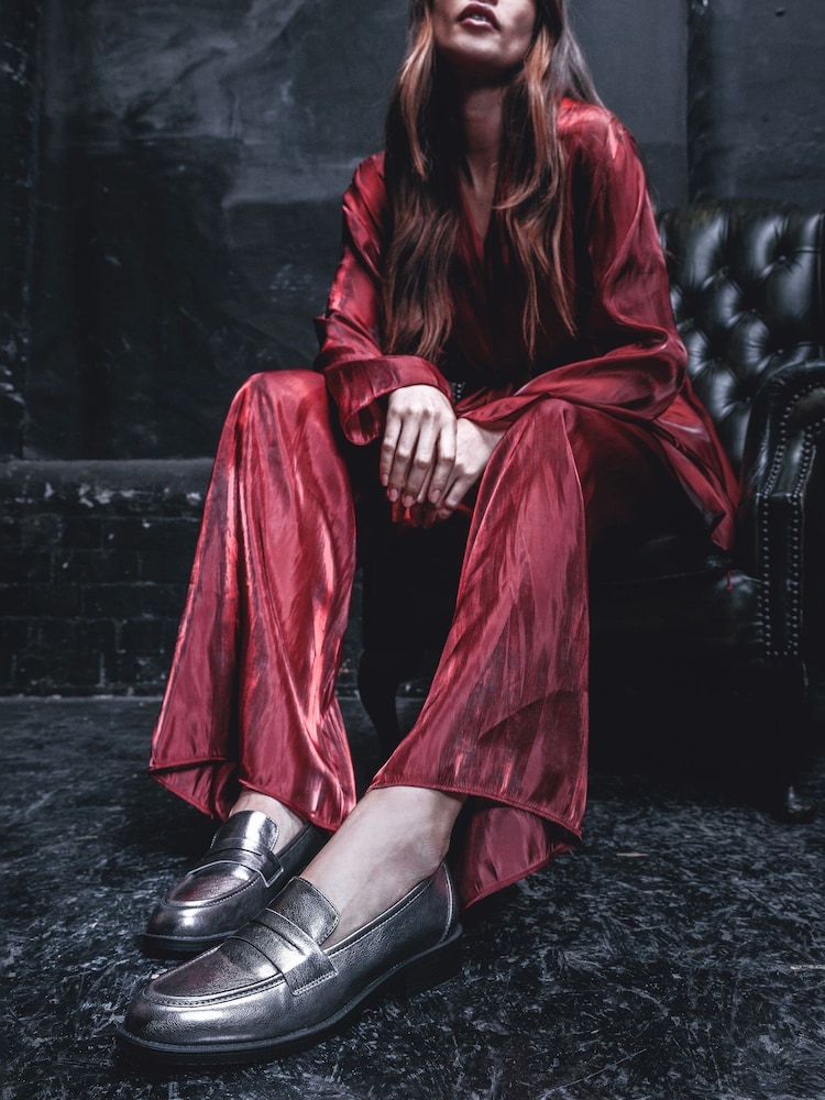 Moda in Pelle Danna Heeled Loafers With Saddle Trim - Image 1 of 5