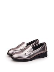 Moda in Pelle Danna Heeled Loafers With Saddle Trim - Image 3 of 5