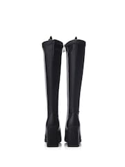 Moda in Pelle Tamika Slim Heel Metal Back Stretch Long Smart Black Boots - Image 3 of 4