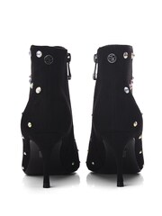 Moda in Pelle Wenoa Sq Toe Kitten Heel Crystal Stone Ankle Black Boots - Image 5 of 5