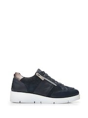 Azul - Zapatillas de cuña con cremallera lateral Ambienne de Moda In Pelle - Imagen 1 de 4