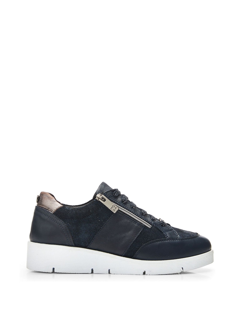 Azul - Zapatillas de cuña con cremallera lateral Ambienne de Moda In Pelle - Imagen 1 de 4