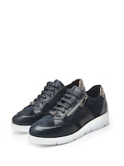 Azul - Zapatillas de cuña con cremallera lateral Ambienne de Moda In Pelle - Imagen 2 de 4