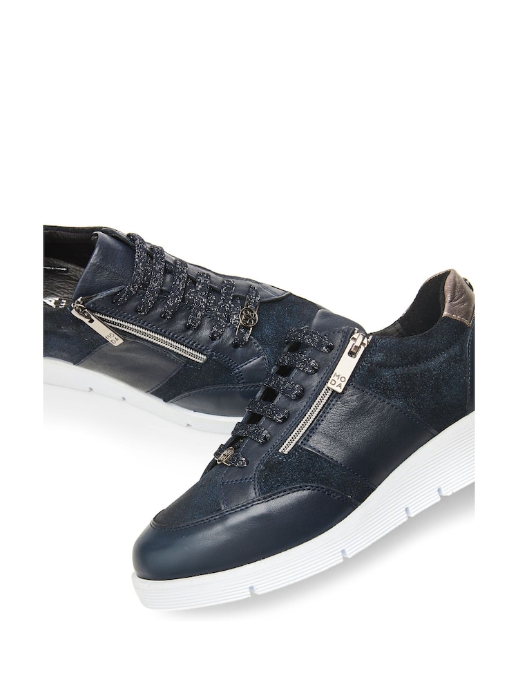 Azul - Zapatillas de cuña con cremallera lateral Ambienne de Moda In Pelle - Imagen 4 de 4