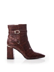 Moda in Pelle Kamina Flare Block Heel Sq Toe Wrap Buckle Trim Ankle Boots - Image 2 of 4