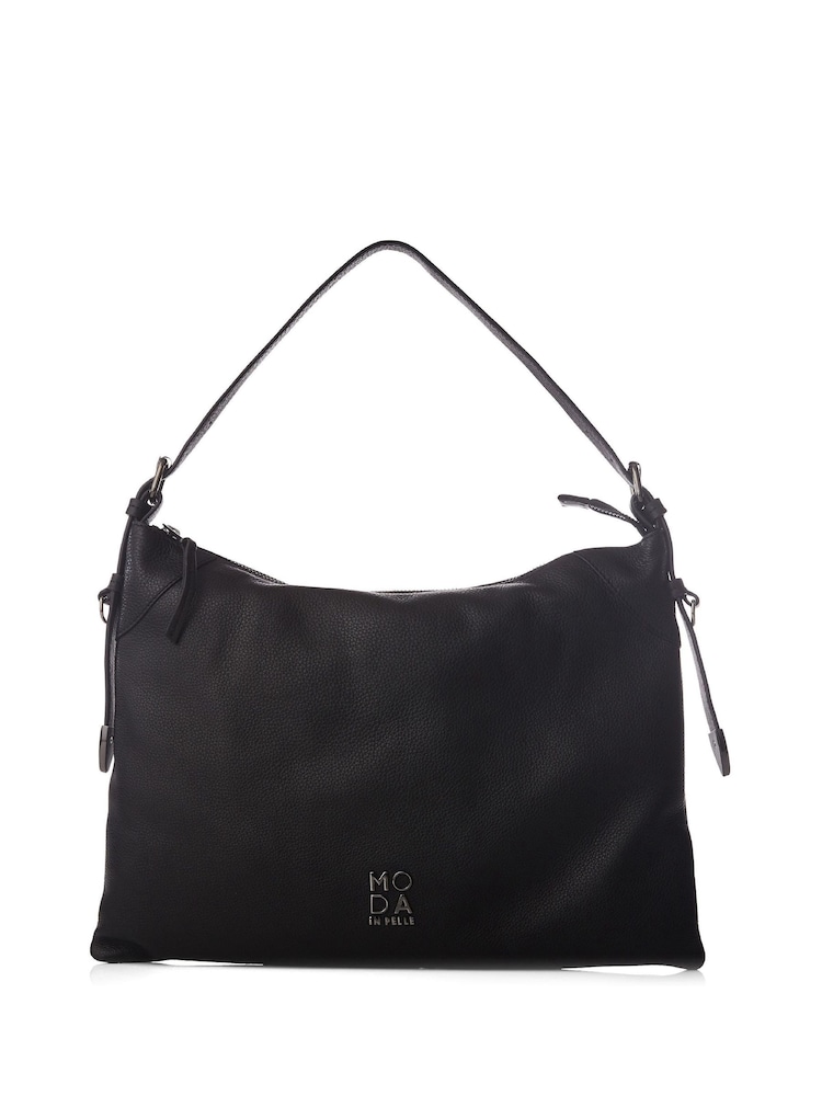Moda in Pelle Jasmine Clean Slouch Shoulder Black Bag - Image 1 of 4