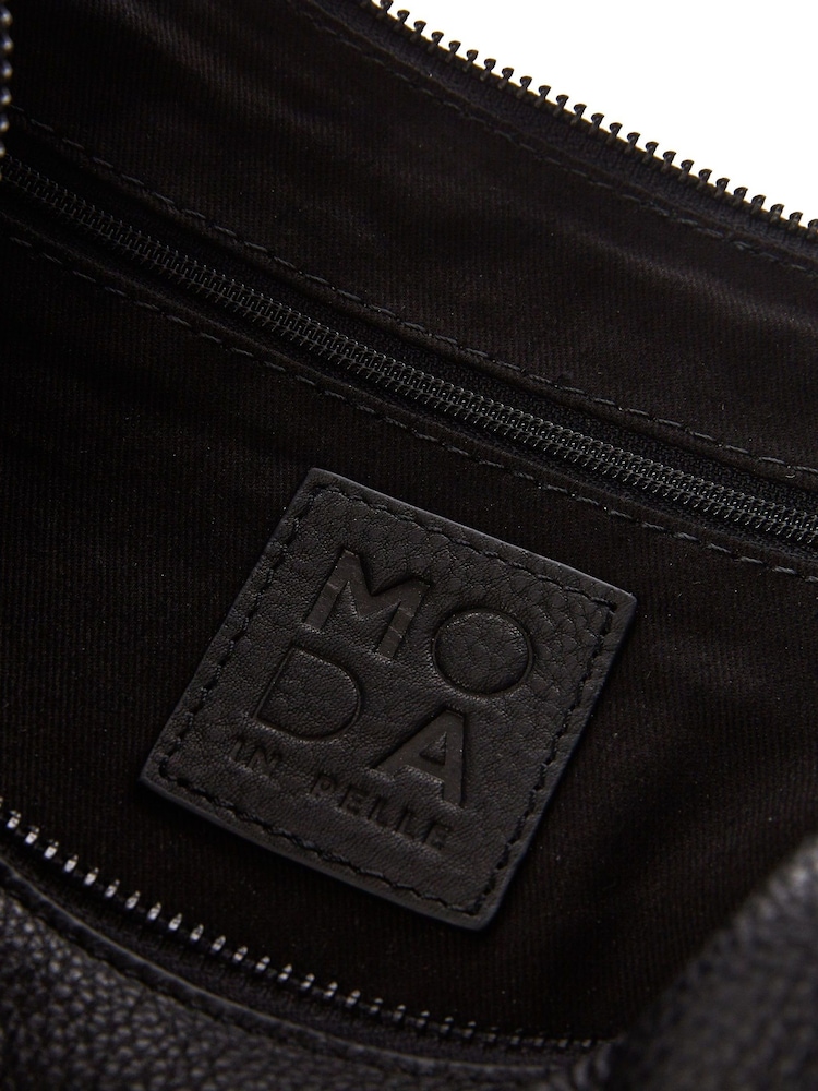 Moda in Pelle Jasmine Clean Slouch Shoulder Black Bag - Image 4 of 4