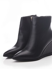 Moda in Pelle Nammie Pointed Toe Wedge Black Ankle Boots - Image 4 of 4