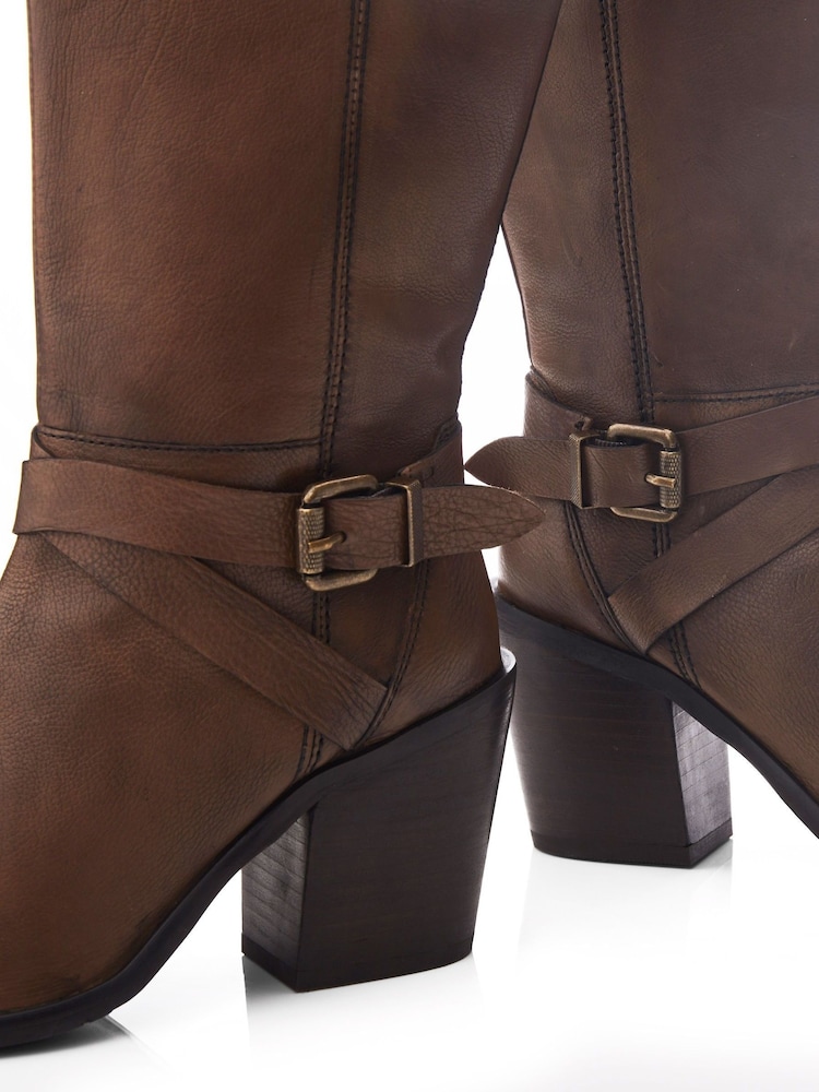 Moda in Pelle Serana Block Heel Long Buckle Boots - Image 4 of 4
