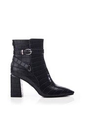 Moda in Pelle Kamina Flare Block Heel Sq Toe Wrap Buckle Trim Ankle Boots - Image 2 of 5