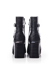 Moda in Pelle Kamina Flare Block Heel Sq Toe Wrap Buckle Trim Ankle Boots - Image 4 of 5