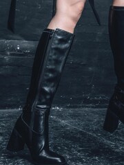 Moda in Pelle Umah Smart Heeled Long Pu Boots With Zip - Image 1 of 5