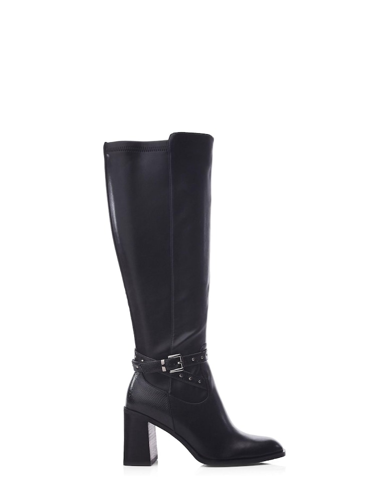 Moda in Pelle Umah Smart Heeled Long Pu Boots With Zip - Image 2 of 5