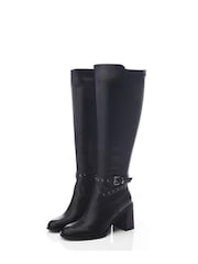 Moda in Pelle Umah Smart Heeled Long Pu Boots With Zip - Image 3 of 5