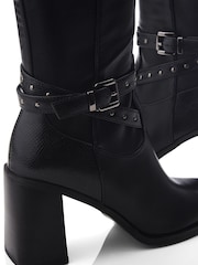 Moda in Pelle Umah Smart Heeled Long Pu Boots With Zip - Image 5 of 5