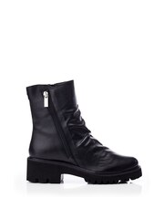 Moda in Pelle Calandra Rouched Front Outside Zip Ankle  Boots - Image 1 of 4