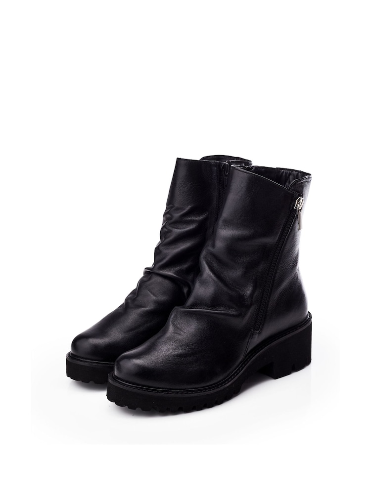 Moda in Pelle Calandra Rouched Front Outside Zip Ankle  Boots - Image 2 of 4