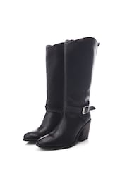 Moda in Pelle Serana Block Heel Long Buckle Boots - Image 2 of 4