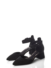 Moda in Pelle Kadie Block Heel Mid Point 2 Part D'Orsey Black Shoes - Image 2 of 4