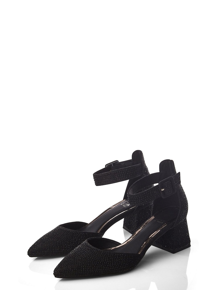 Moda in Pelle Kadie Block Heel Mid Point 2 Part D'Orsey Black Shoes - Image 2 of 4