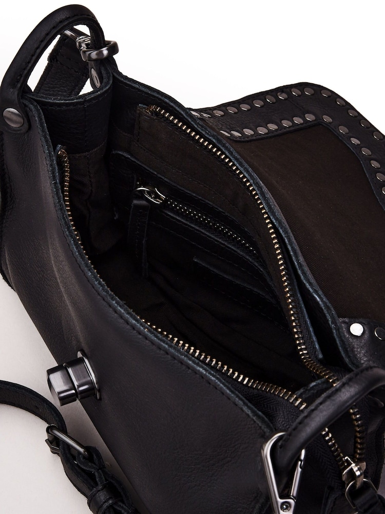 Moda in Pelle Charlotte  Black Studded Cross-Body Flap Bag - Image 2 of 3