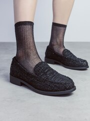 Moda in Pelle Danna Heeled Loafers With Saddle Trim - Image 1 of 5