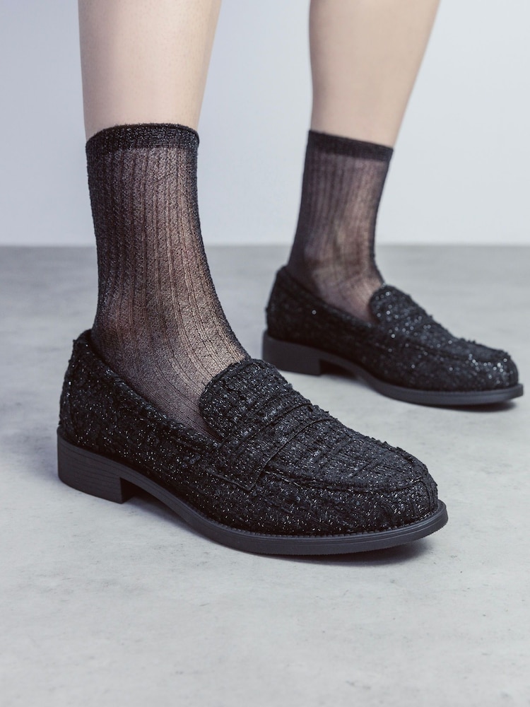 Moda in Pelle Danna Heeled Loafers With Saddle Trim - Image 1 of 5