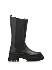 Moda in Pelle Itzel Long Chunky Cleated Sole Chelsea Black Boots - Image 1 of 4