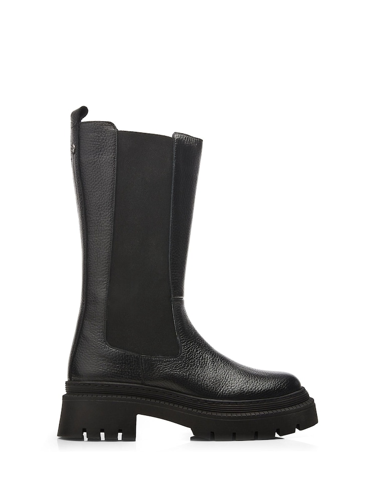 Moda in Pelle Itzel Long Chunky Cleated Sole Chelsea Black Boots - Image 1 of 4