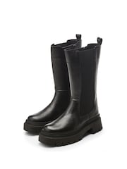 Moda in Pelle Itzel Long Chunky Cleated Sole Chelsea Black Boots - Image 2 of 4
