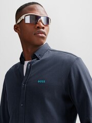 BOSS Blue Cotton Pique Regular Fit Shirt - Image 5 of 6