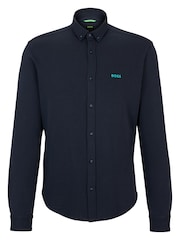 BOSS Blue Cotton Pique Regular Fit Shirt - Image 6 of 6