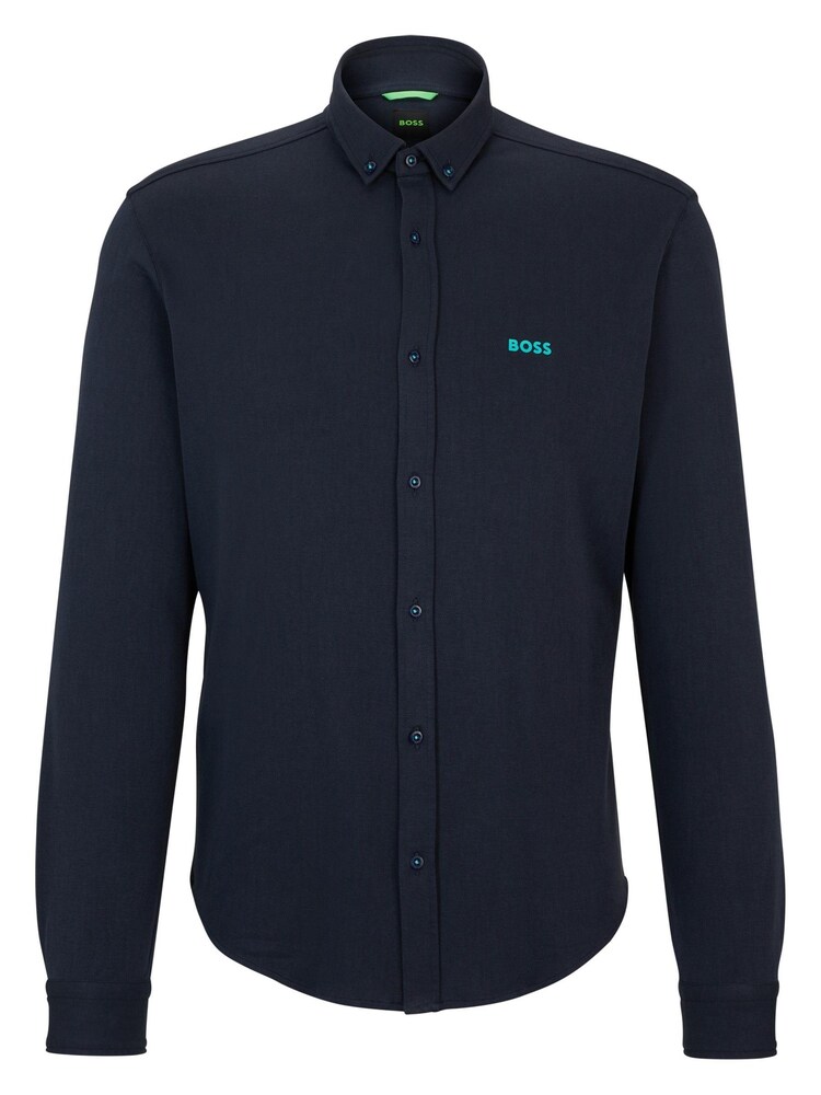 BOSS Blue Cotton Pique Regular Fit Shirt - Image 6 of 6 BOSS Blue Cotton Pique Regular Fit Shirt - Image 6 of 6